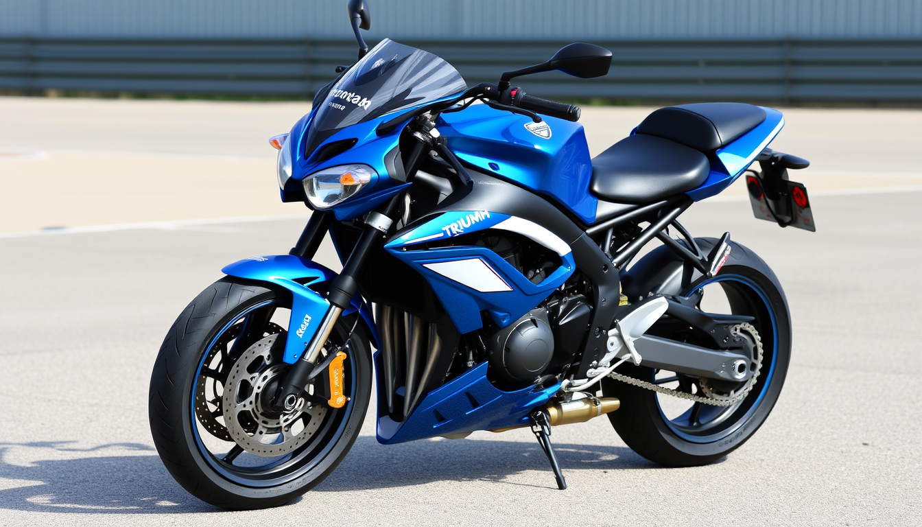 AI Art prompt example created from the prompt: genera una bozza di una triumph daytona 675 del 2007 di colore blu stile moto gp con adesiv