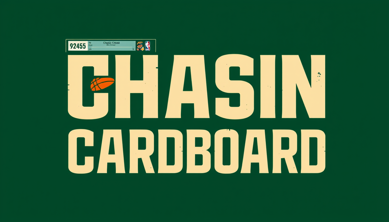 Main art studio: Design a premium logo for “CHASIN CARDBOARD,” a basketball trading card brand. Blend a basketball with a graded card slab in a bold, clean emblem. Use