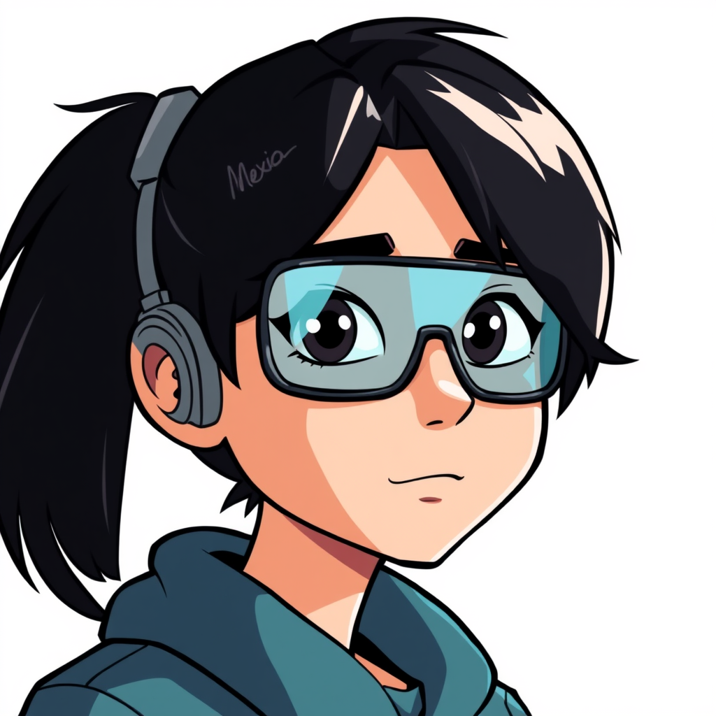 Avatars idea: avatar character, head-and-shoulders, stylized design, clean background, programador mexicano con lentes, tes morena clara y pelo corto y liso, acomod