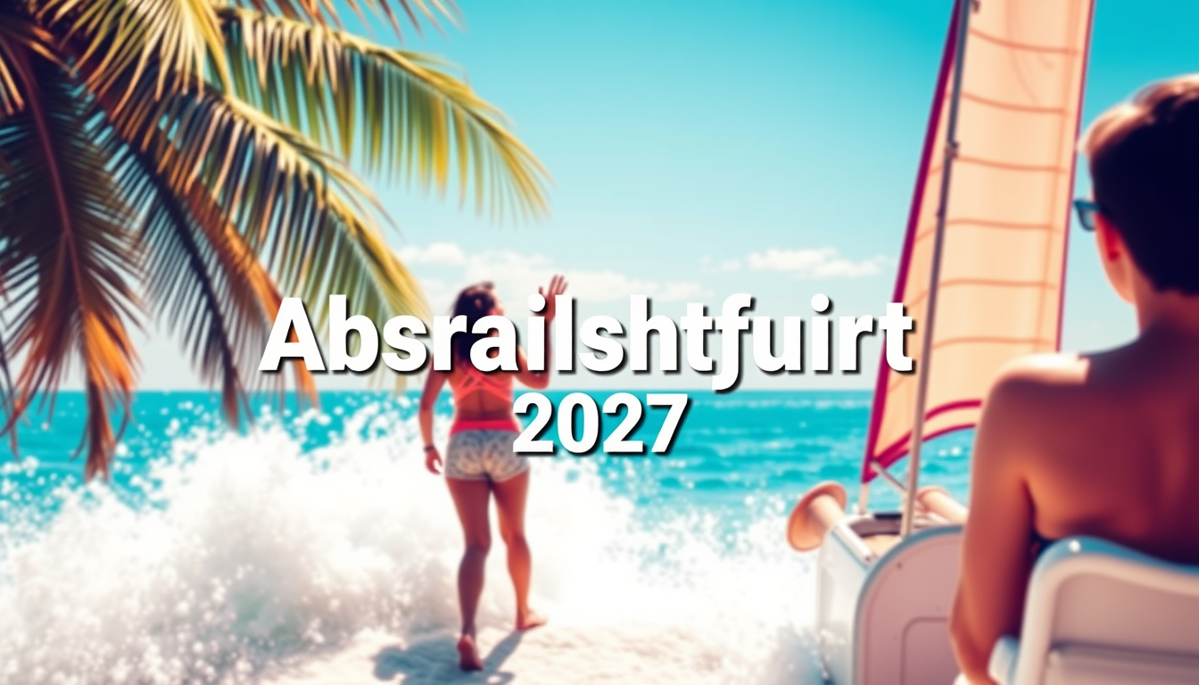 Main art studio: Erstelle ein modernes, cooles und auffälliges Poster für eine Abschlussfahrt. In der Mitte steht groß und gut lesbar: „Abschlussfahrt 2027“. Jugendlic
