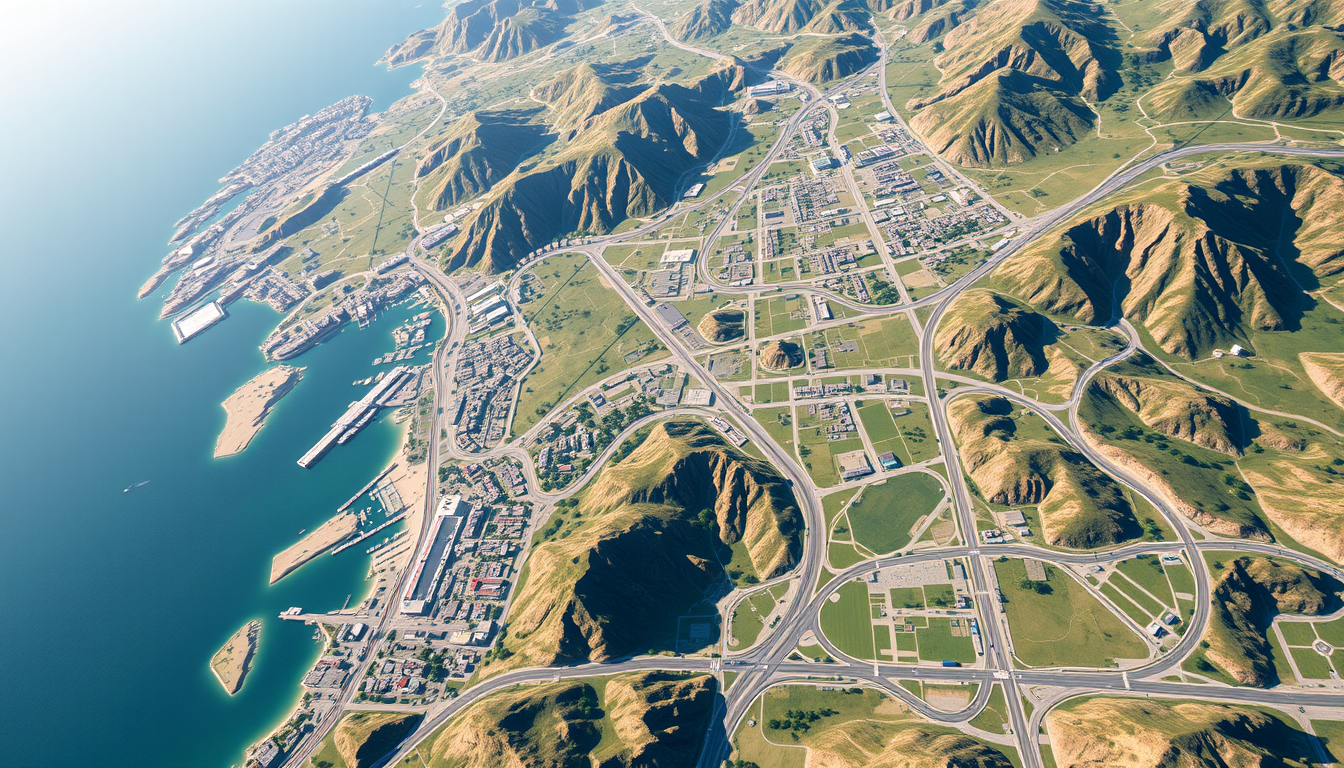 Main art studio: Eine riesige, detaillierte Open-World-Karte, die die Spielwelten verschiedener Need-for-Speed-Spiele in einer zusammenhängenden Landschaft vereint. Gr