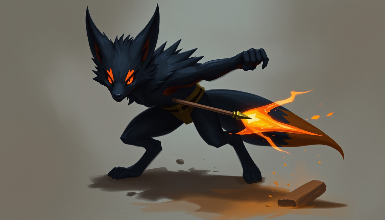 Main art studio: generate a D&D character, a feral. Half fox half man. He's a monk of 20 years old. Use the design of the pokemon Lucario. Color of the furr is black a