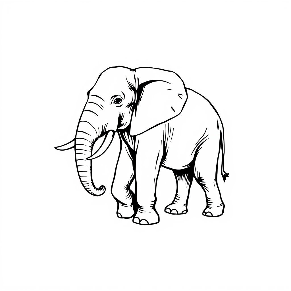 Main art studio: Create a sophisticated, professionally drawn 2D elephant brand mark for Elephant Pay. The elephant has a distinctive, elegant mid-step posture: slight