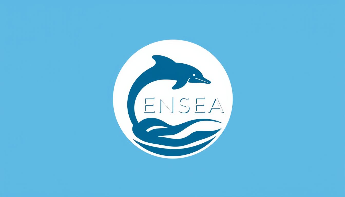 Logo idea: logo design, clean minimal mark, bold simple shapes, balanced composition, cree un ecusson rond et coloré pour l'entreprise SENSEA qui travail dans l'