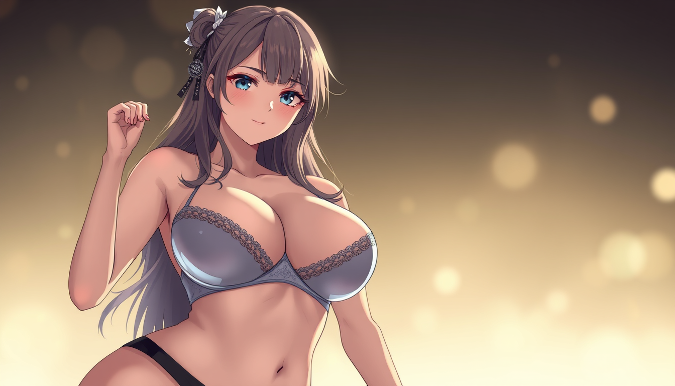 Main art studio: hot anime girl wearing innerwear super curvy and massive bs revealing full body transparent bra full body and face