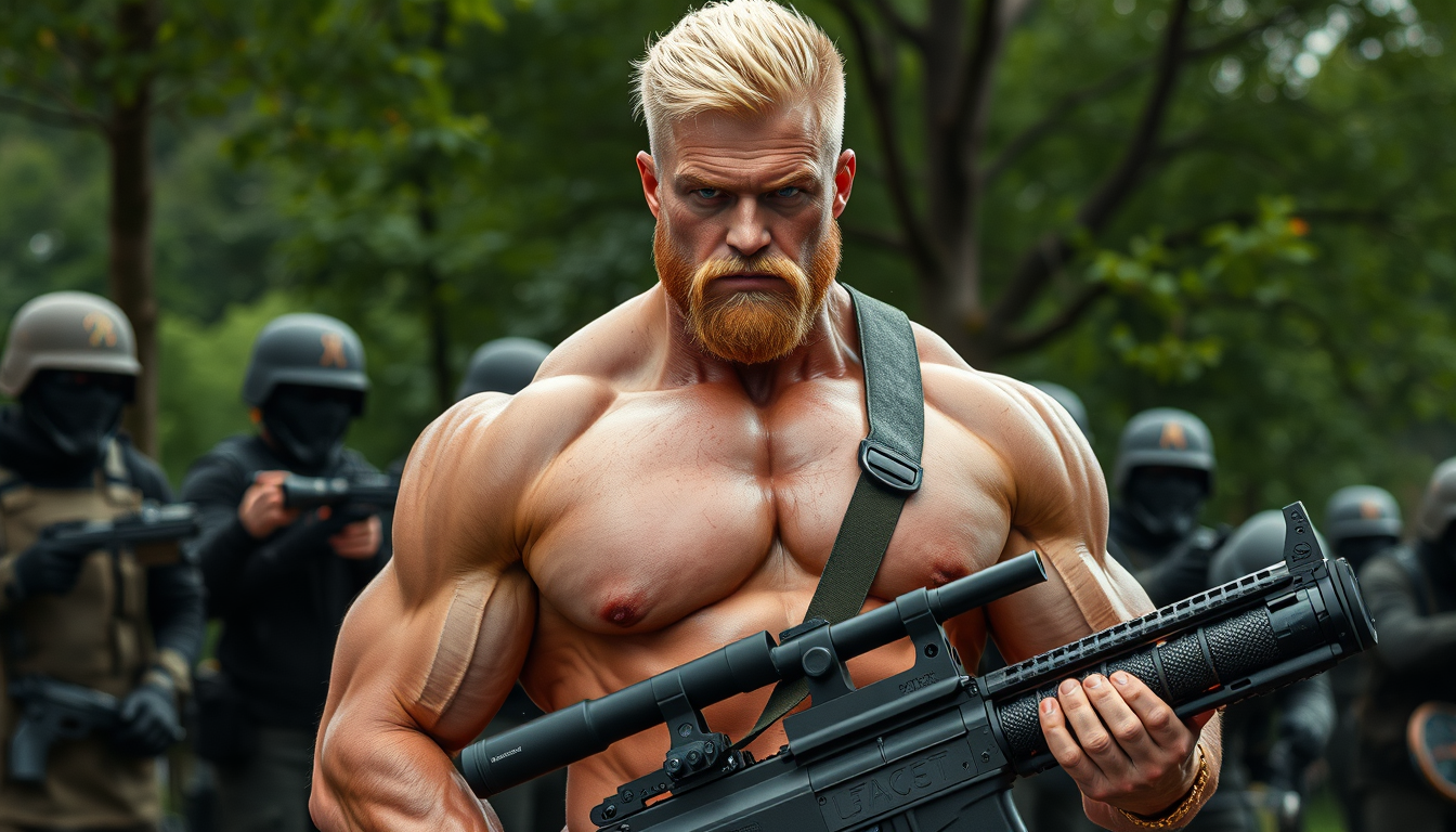 Main art studio: unnormal riesiger russsicher dominanter blonder armee- bodybuilder, barfuss, lädt mich ein