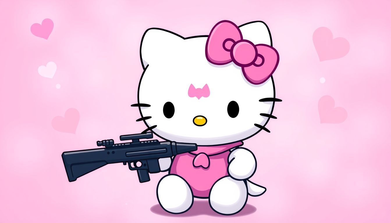 Main art studio: Hello Kitty mit waffen als Discord titelbild vernünftig