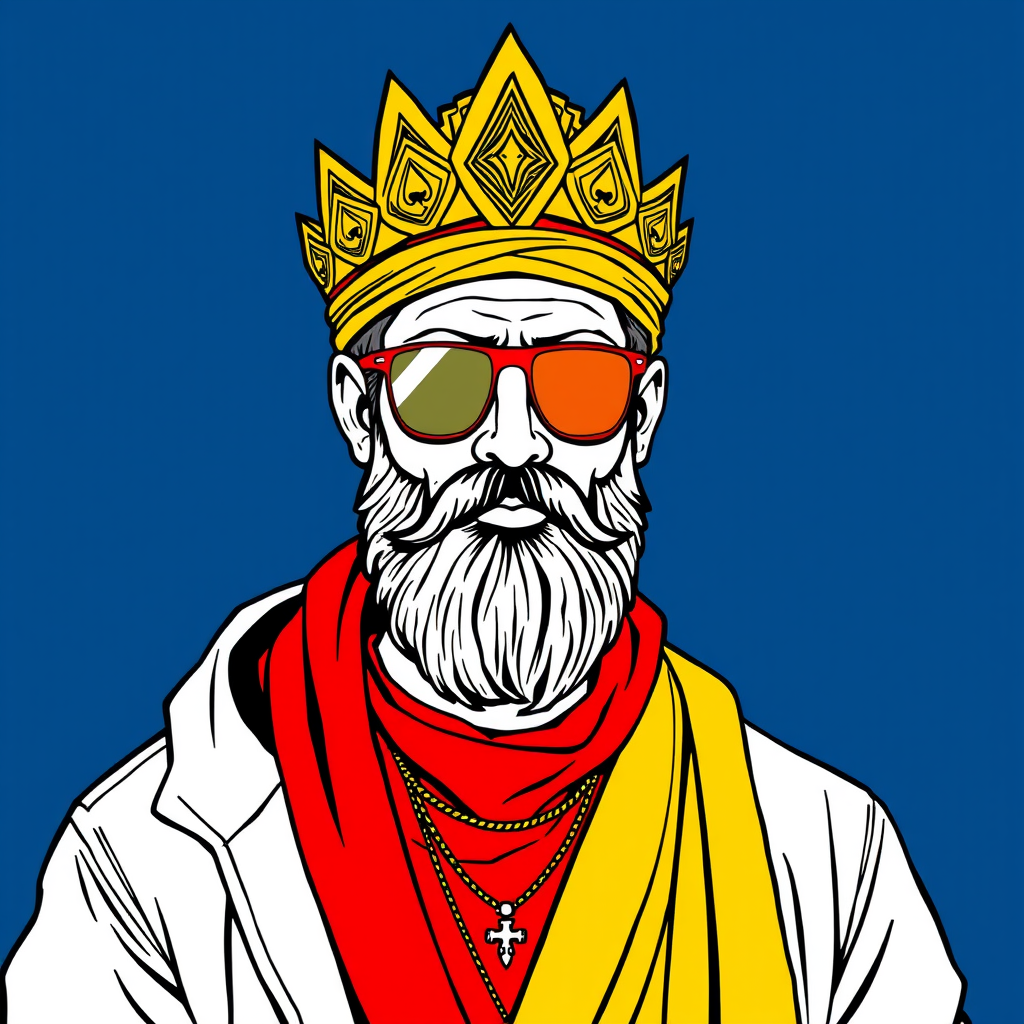 Main art studio: writing{variant=“standard” id=“73165”} Stylish contemporary line-art portrait of Cyrus the Great in modern streetwear, bold black ink lines, limited p