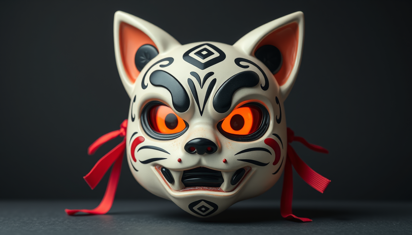Main art studio: a chibi oni mask catoonish