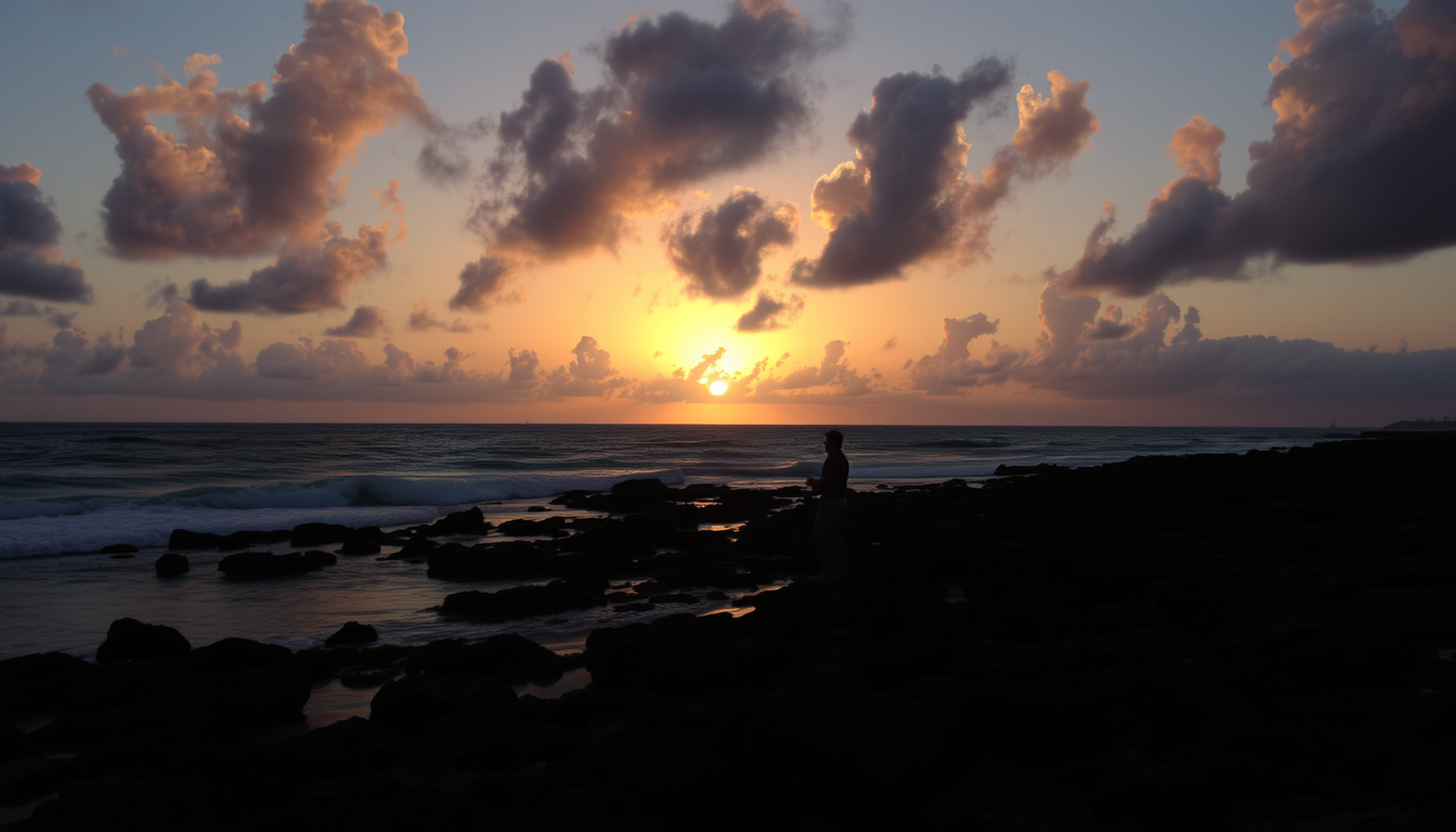 Main art studio: gere uma imagem de por do sol 4k em ilha de itamaraca da prai do susego.