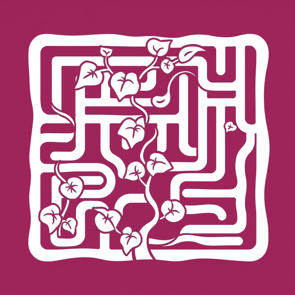 AI Art prompt example created from the prompt: vine maze line art no shading simple
