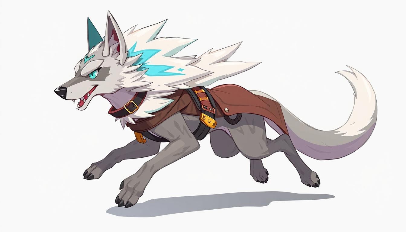 Character idea created from the prompt: original character design, detailed outfit and accessories, expressive personality, quiero crear un perro con super velocidad y que su rayo 