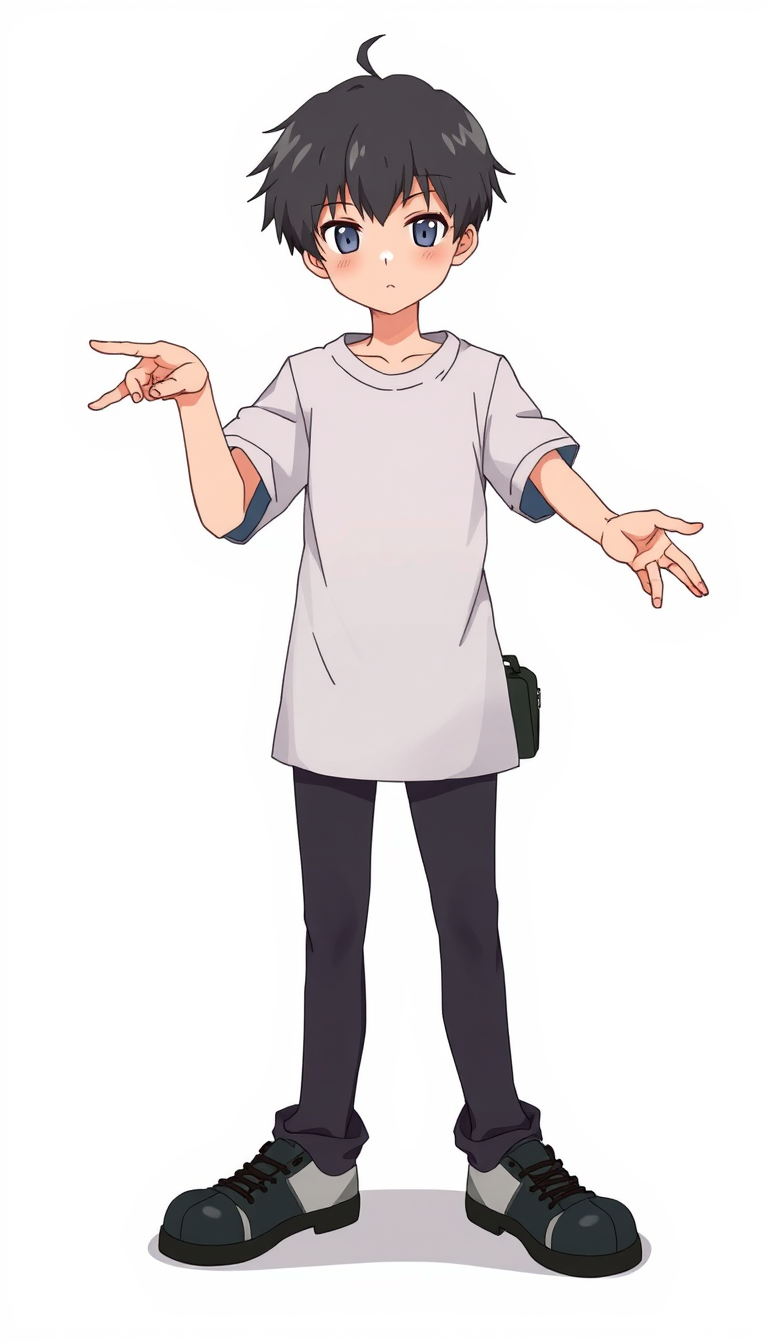 Pose idea created from the prompt: a clear single-character pose reference with readable weight, gesture, limb separation, camera angle, and simple clothing, deliberate compos