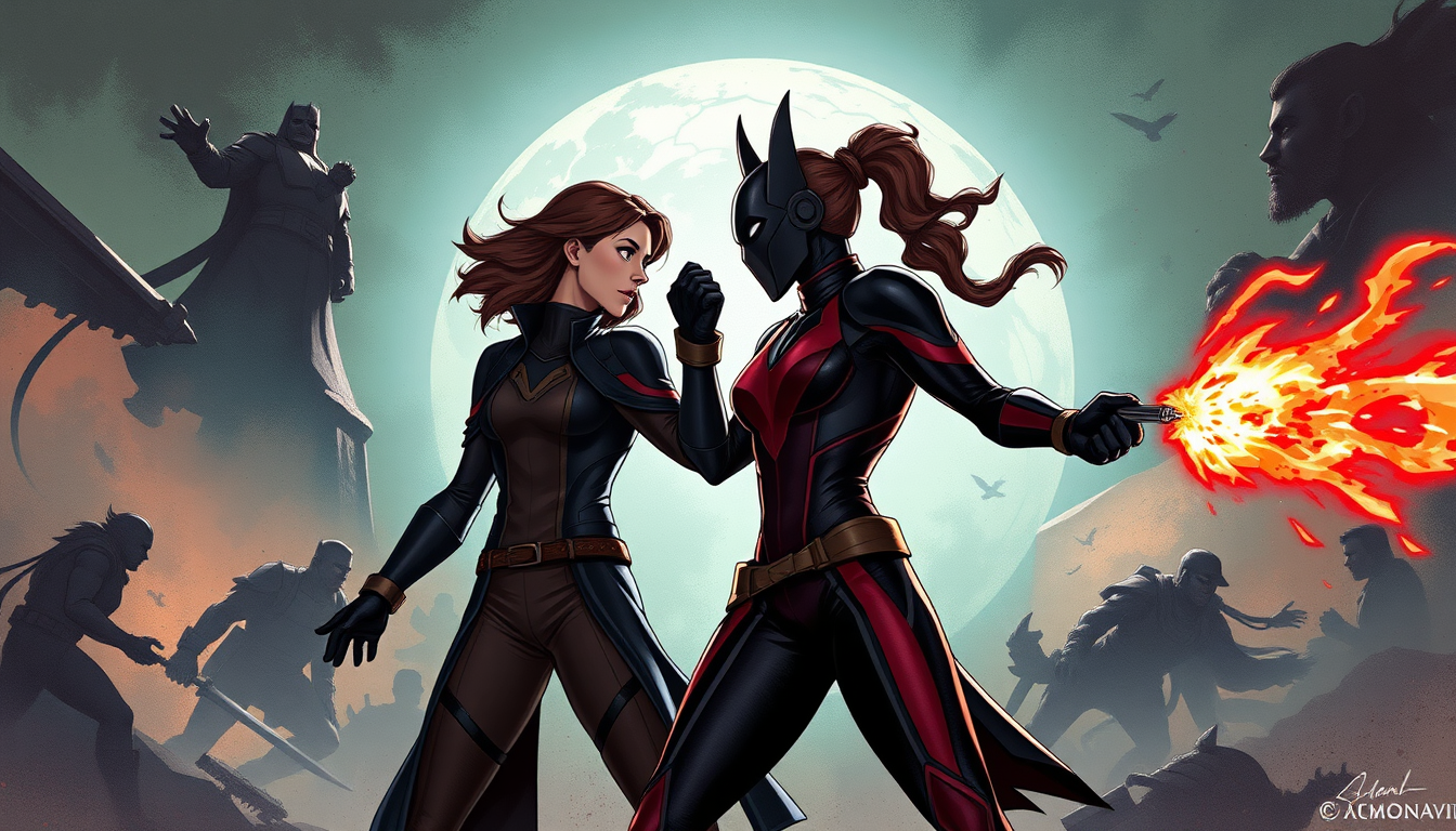 Fantasy Characters idea: original fantasy character design, strong readable silhouette, coherent costume and materials, Horizontal composition, 4:3 aspect ratio. Draw and colo