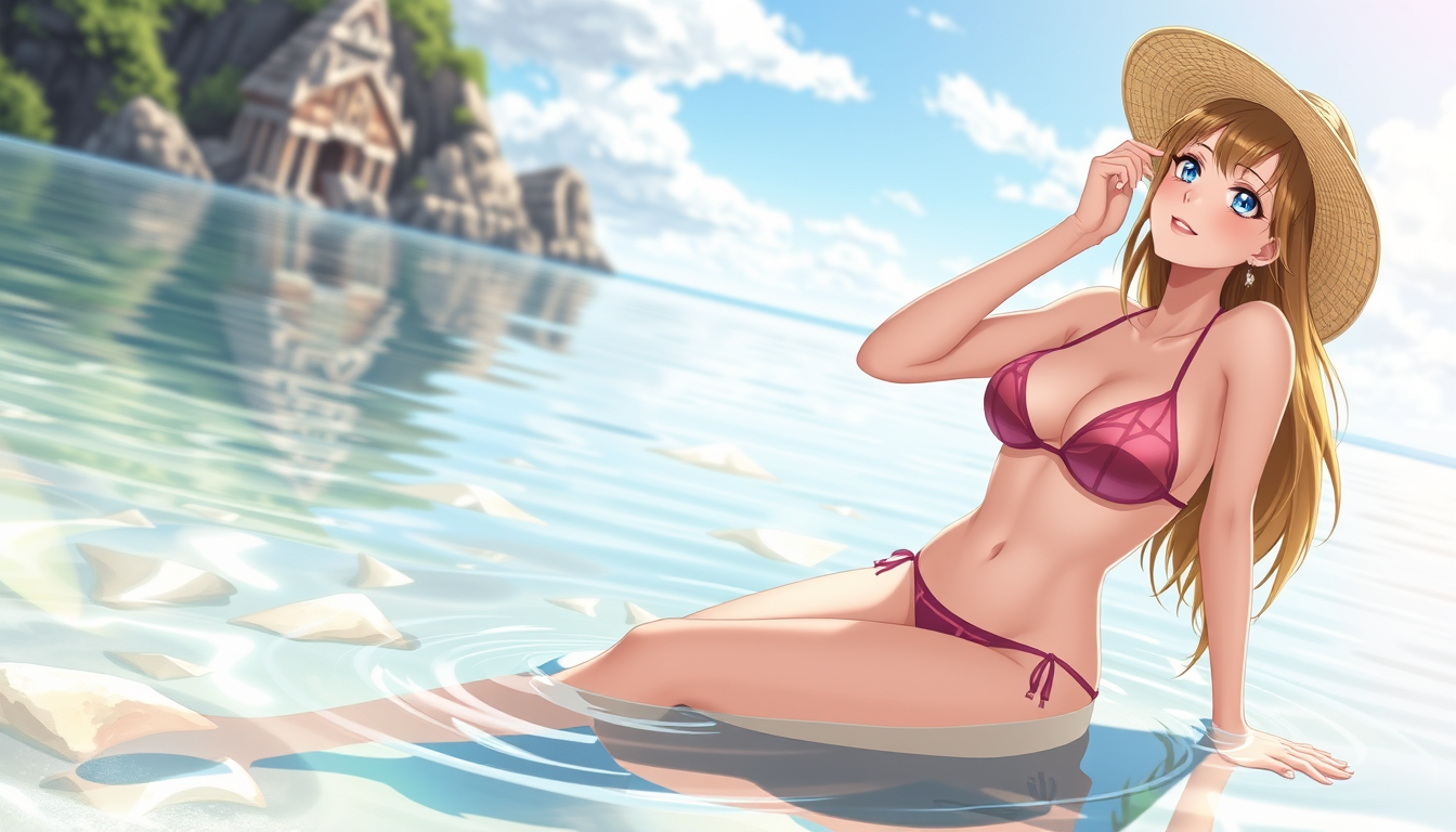 Main art studio: Eine Anime Frau in Bikini am strand