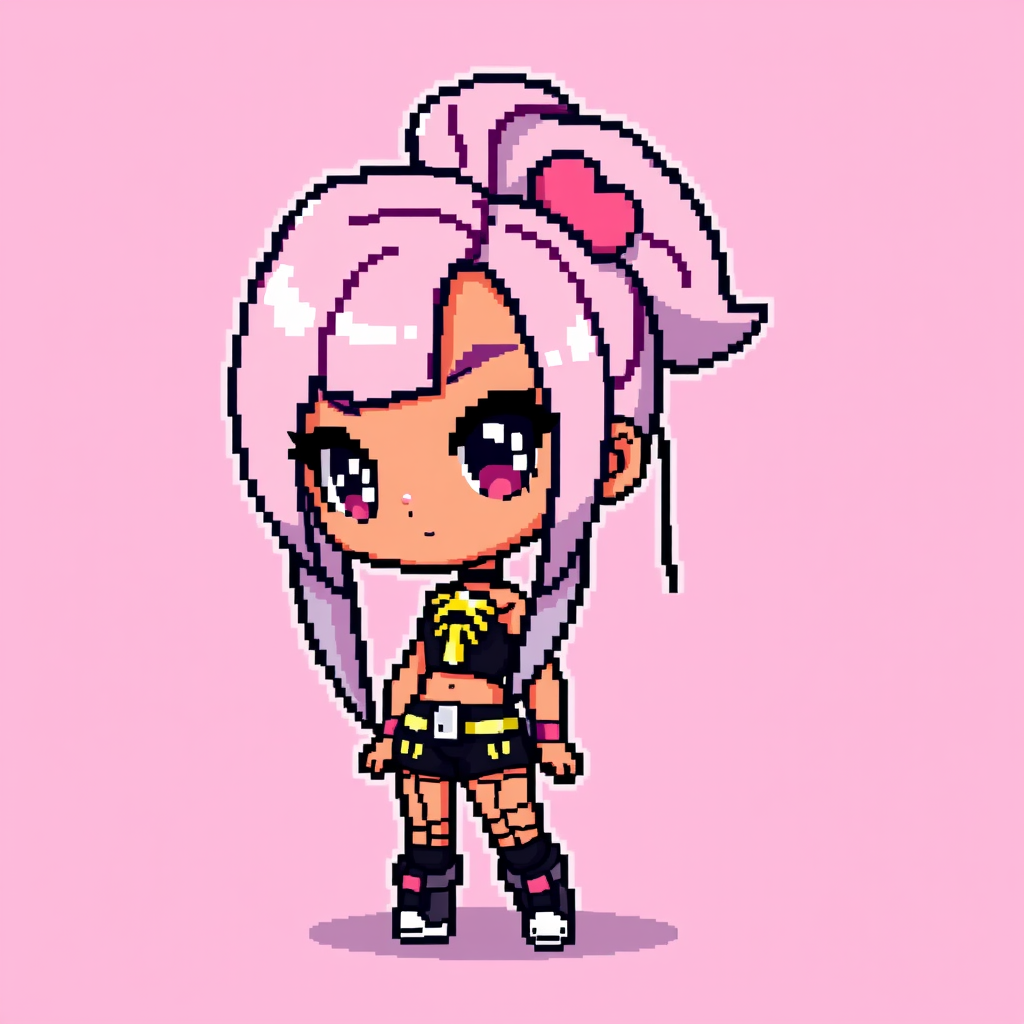 Main art studio: pixel art character, chibi style, no background, nikki minaj