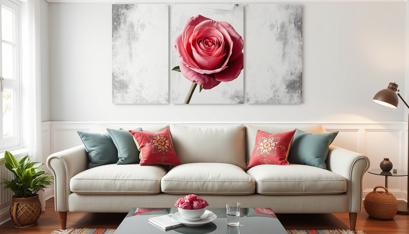 Main art studio: ich habe jetzt 2 große weiße 60x60 2 hellgraue 30x50 2 hellgraue 45x45 2 antrazit 30x30 und ein blumenkissen also eine richtige rosa blume mit weißem 