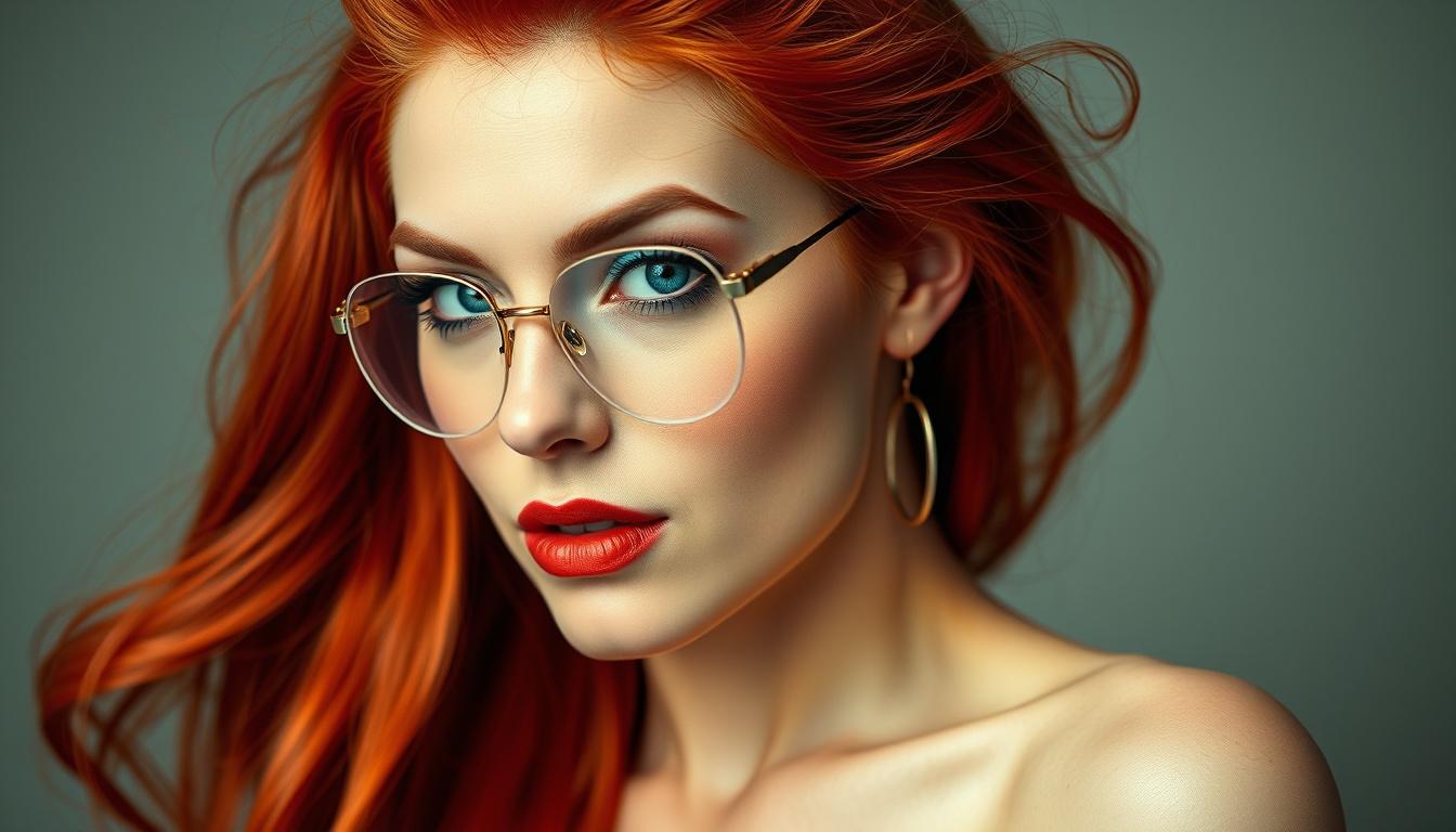 Main art studio: generate a beautyfull woman, hourglasses body, red haired