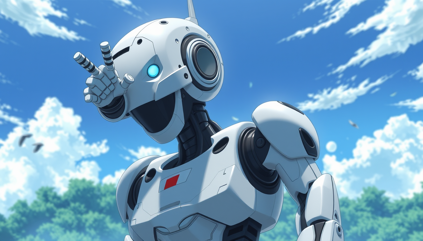 Main art studio: robo anime plano geral angulo normal