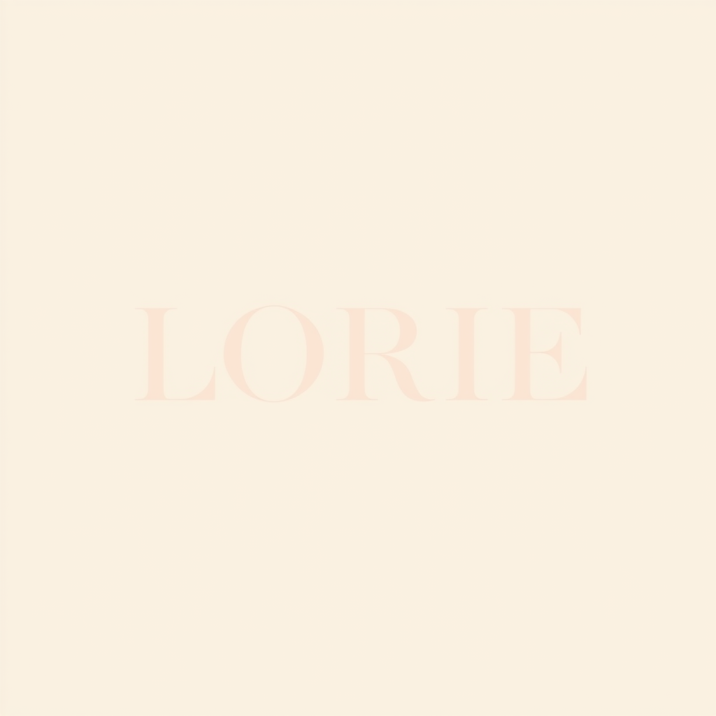 Main art studio: Logo design for **LORIE**. Elegant and delicate style, clean and modern. Beautiful refined typography with a unique subtle detail integrated into the