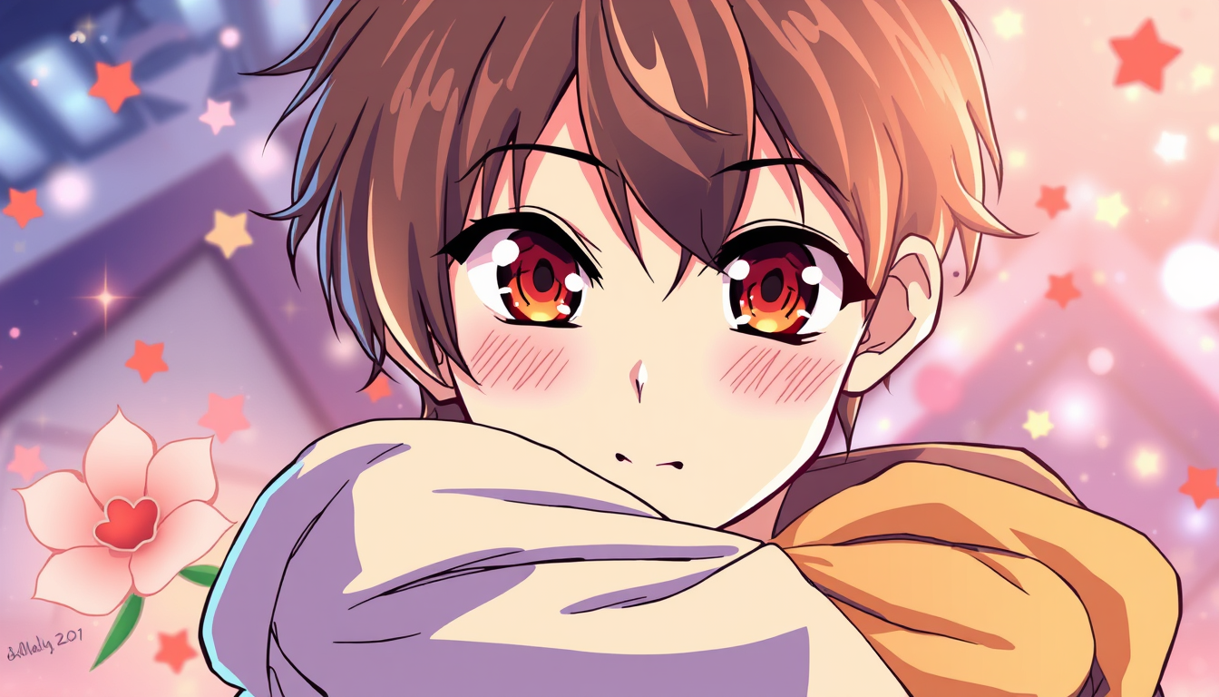 Anime idea: anime style, vibrant colors, expressive eyes, fille est garçon qui s'embrasse , detailed anime illustration