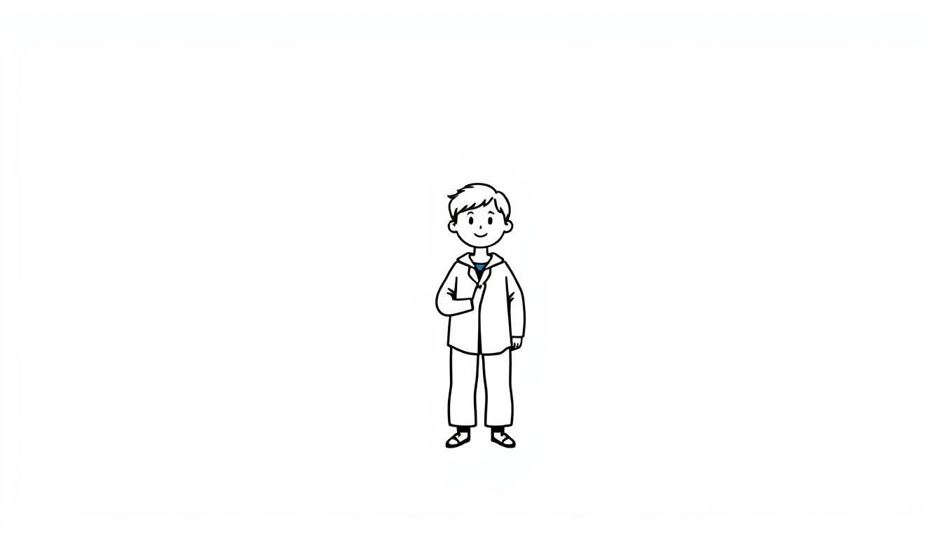 Main art studio: Create a simple, clean, minimal illustration for a school religious studies presentation about courage and faith. Show a person standing confidently, 