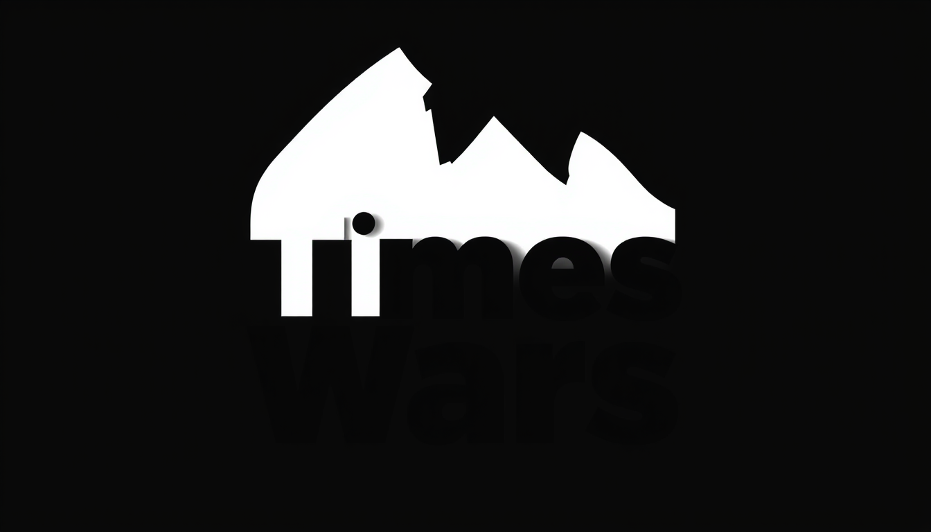 Logo idea: logo design, clean minimal mark, bold simple shapes, balanced composition, uberschrift Times wars weiss farbe marmor und hintergrund schwarz , versati