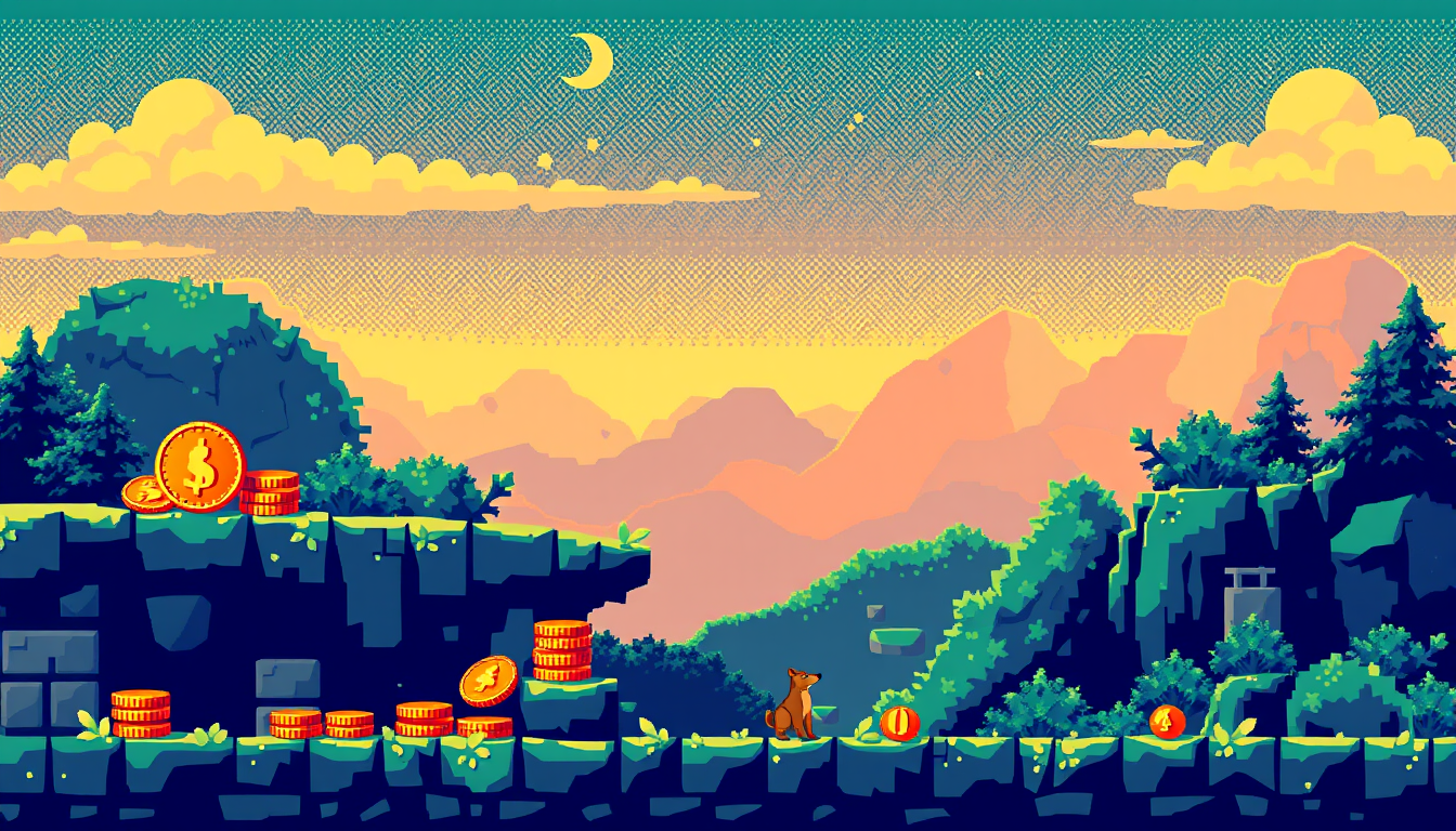 Pixel Art idea: pixel art, 32x32 sprite scale, limited palette, retro 16-bit game art, cofre del tesoro 16 bits rebosante de monedas de oro , crisp pixel perfect, ind