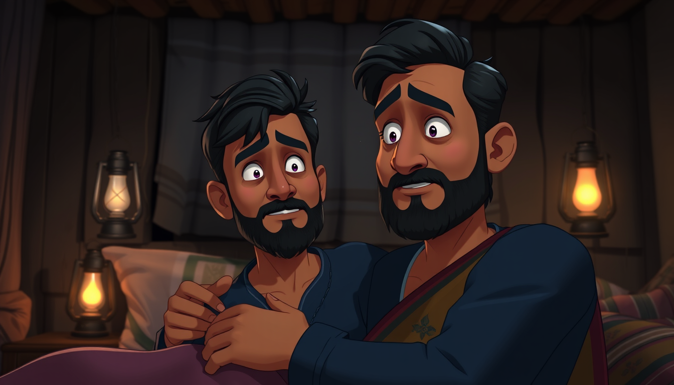 Main art studio: Use the same Rashed reference image: a 28-year-old mature Bengali man with the same face, beard, hairstyle, skin tone, and navy-blue outfit. Semi-real