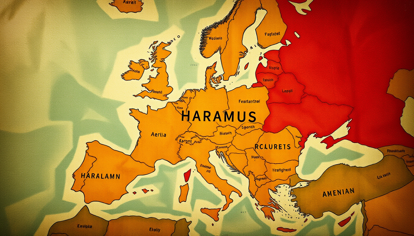 Main art studio: mache fuer mich eine karte die du selbst erfunden hast.dass land soll HARAMUS heissen.sie soll nicht aussehen wie europa