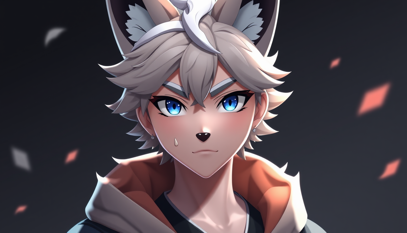 VTuber Avatar idea created from the prompt: vtuber avatar, anime style bust, expressive eyes, streaming overlay ready, que sea 3d con orejas de zorro como un kitsune hombre con ropa os