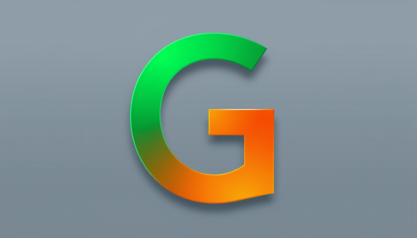 Main art studio: create a favicon for me using a capital G where the top half is green and the bottom half is orange make the transition in colors interesting somehow