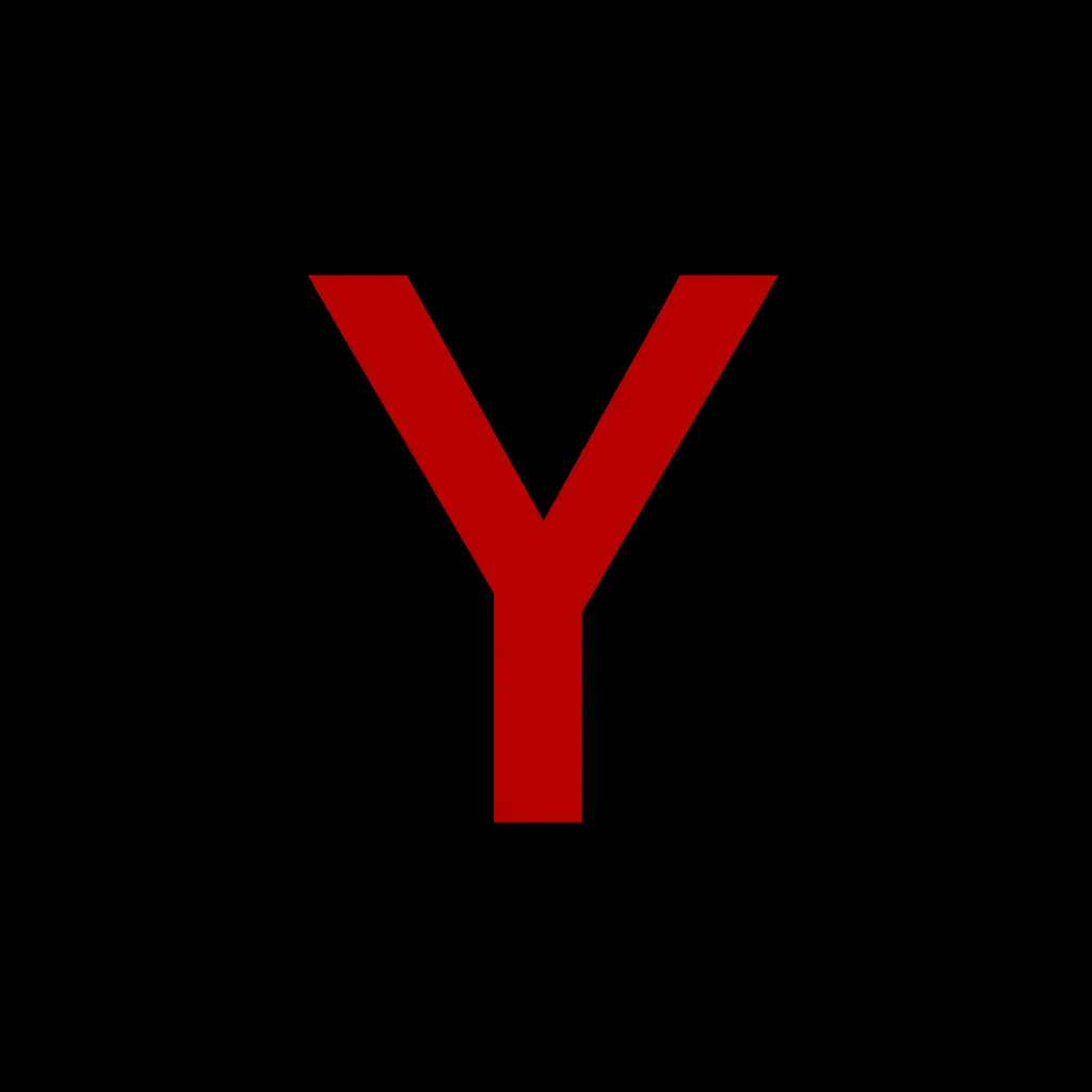 Main art studio: Perfect square red letter Y very big in wight and height very concentred font on background black for wordpres site identity aspect ratio 1:1 , 512px