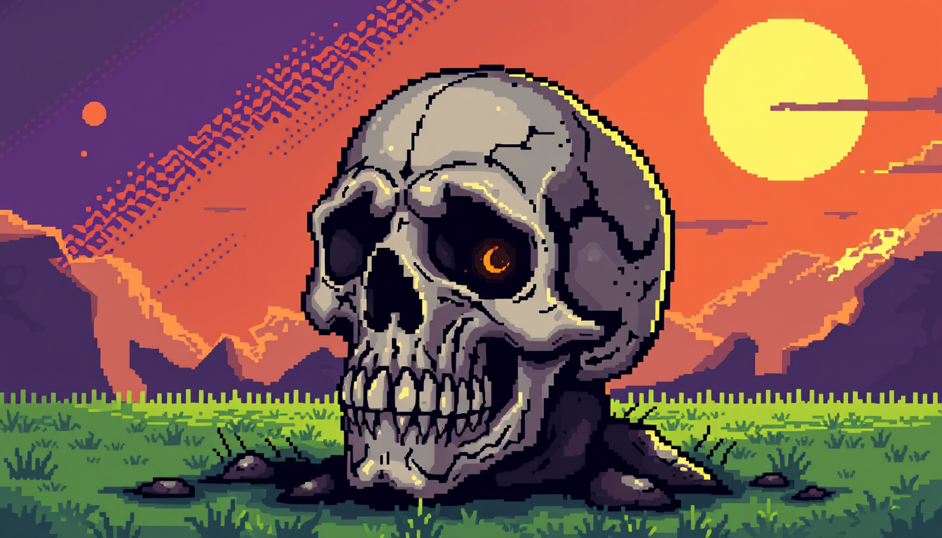 Main art studio: génère une tete de mort en pixel art 16 pixel x 16 pixel