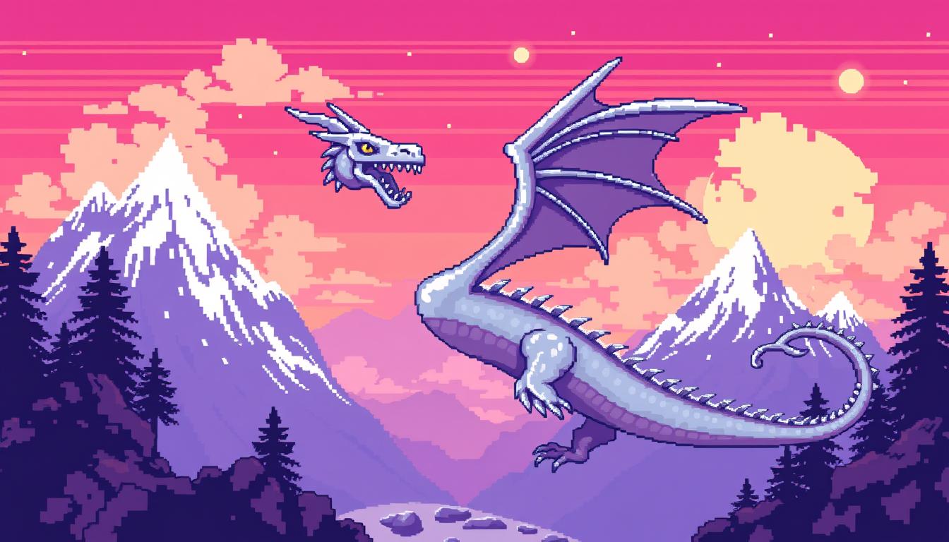 AI Pixel Art idea created from the prompt: pixel art, 32x32 sprite scale, limited palette, retro 16-bit game art, Un dragon de glace pixelart , crisp pixel perfect, indie-game aesthet