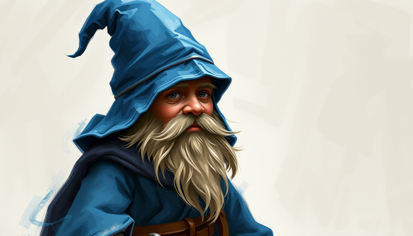 Main art studio: create an impressionist style picture of a halfling wizard dressed in blue robes and pointy blue hat