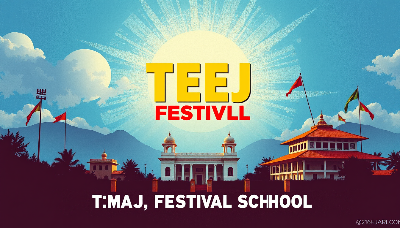 Poster idea created from the prompt: poster design, bold striking composition, strong focal point, space for headline, MAKE POSTER ON TEEJ FESTIVSL OF SCHOOL HIMALAYA PUBLIC SCH