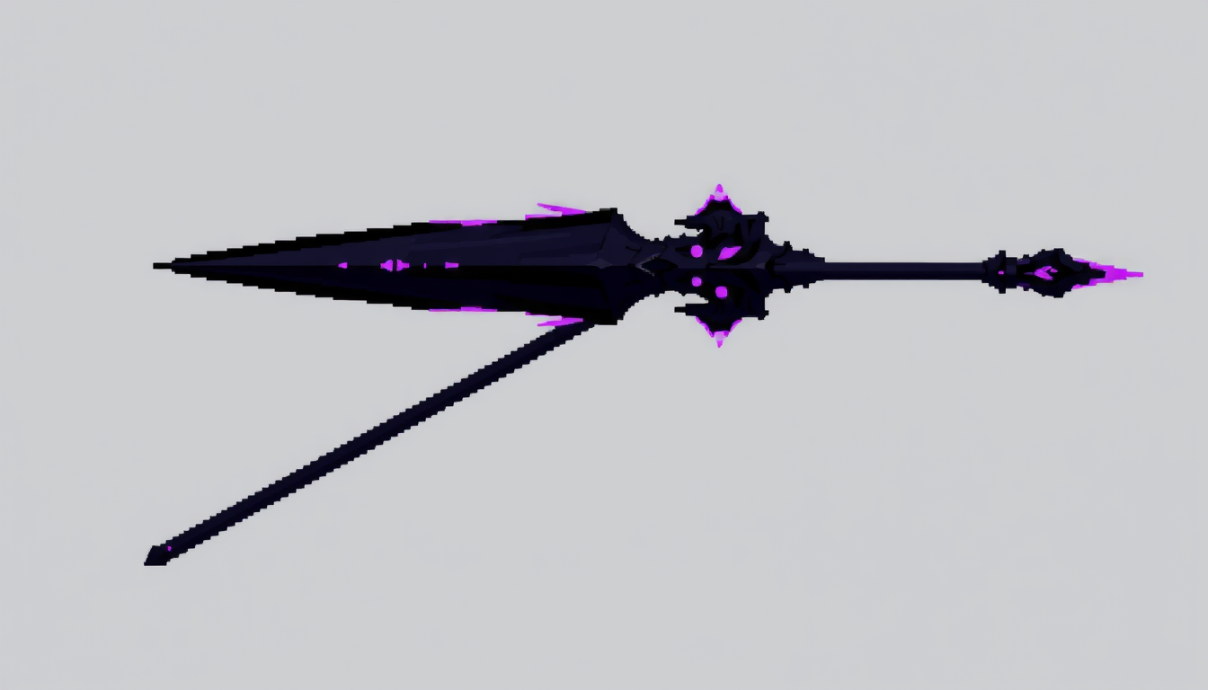 Sprite idea created from the prompt: a single readable game sprite with a controlled silhouette, palette, scale, and viewing angle, deliberate composition, Void Piercer 32x32 pi