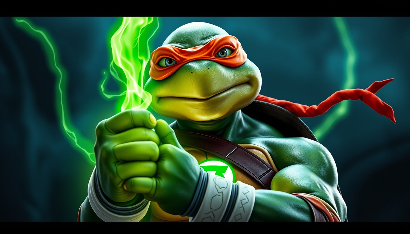 Main art studio: Teenage Mutant Ninja Turtle as a green lantern