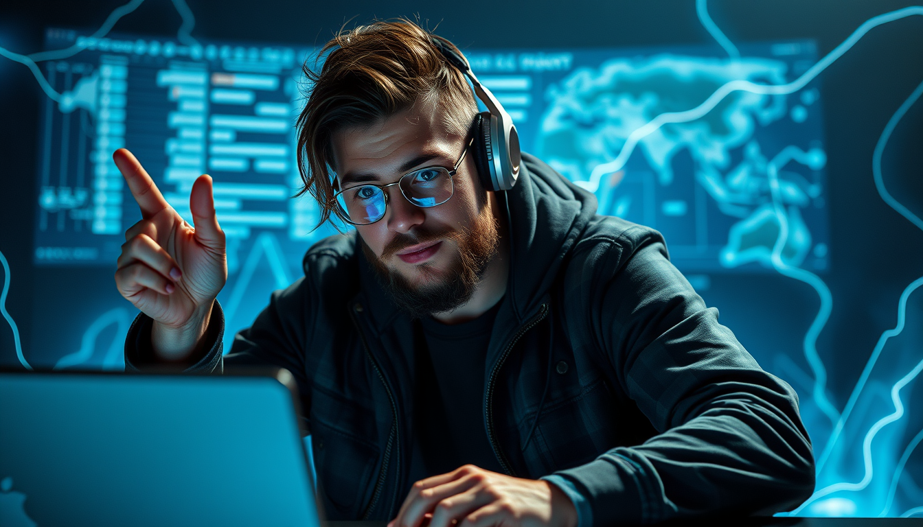 Main art studio: erstell ein bild von dem internetstreamer tim gioh