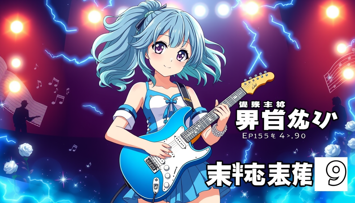 AI Art prompt example created from the prompt: Create a vibrant Japanese anime episode thumbnail in 16:9 widescreen format. Main character: Asahina Meguri, a 14-year-old anime girl with a
