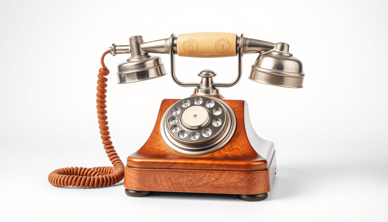 Main art studio: retro style corded telephone