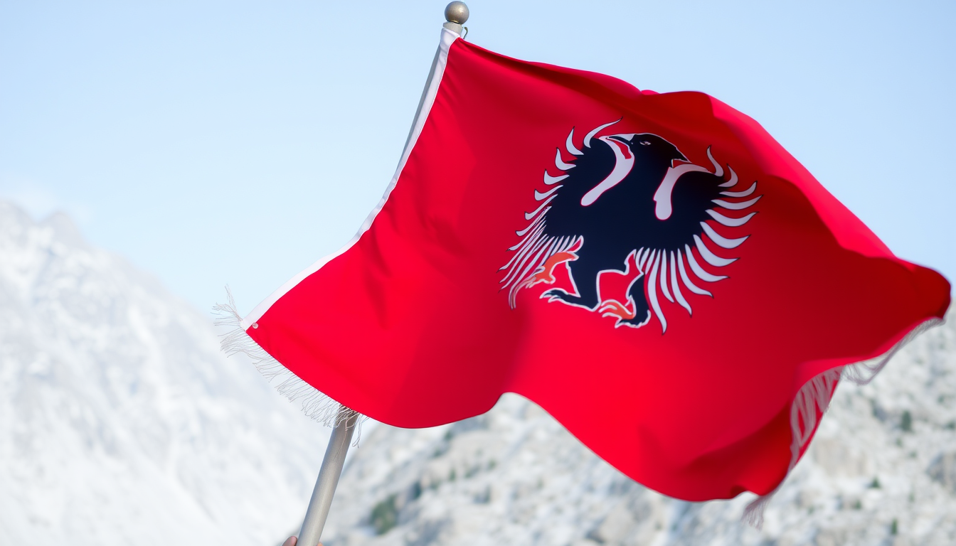 AI Art prompt example created from the prompt: poor albanien flag