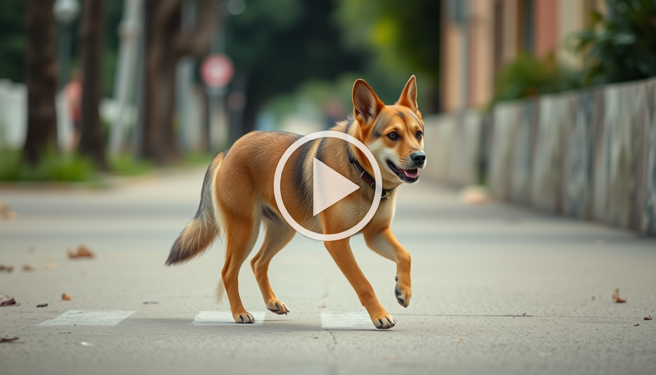 Main art studio: has un video de un perro caminando por la calle