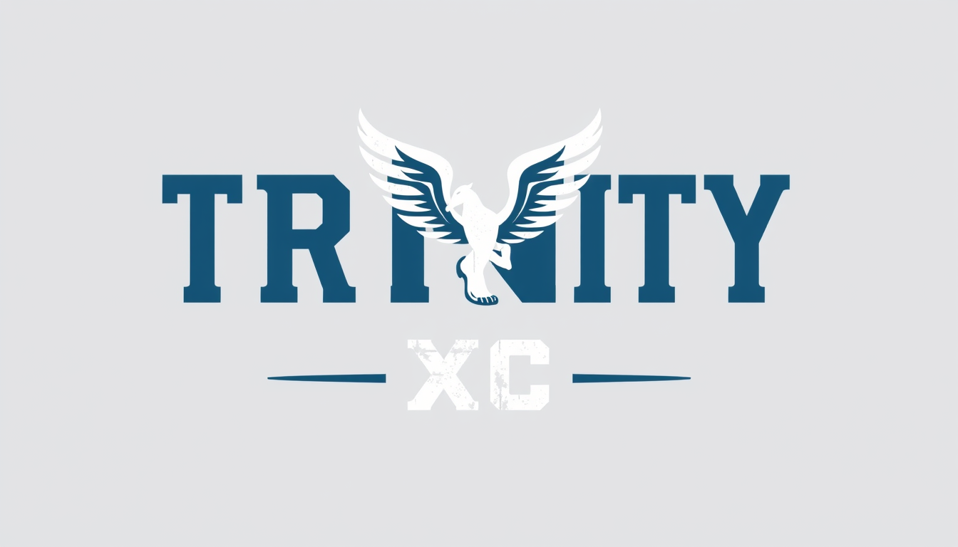 AI Art prompt example created from the prompt: A cross country t shirt with the word TRINITY all capitalized the athletic winged foot logo in the middle and the letters XC underneath