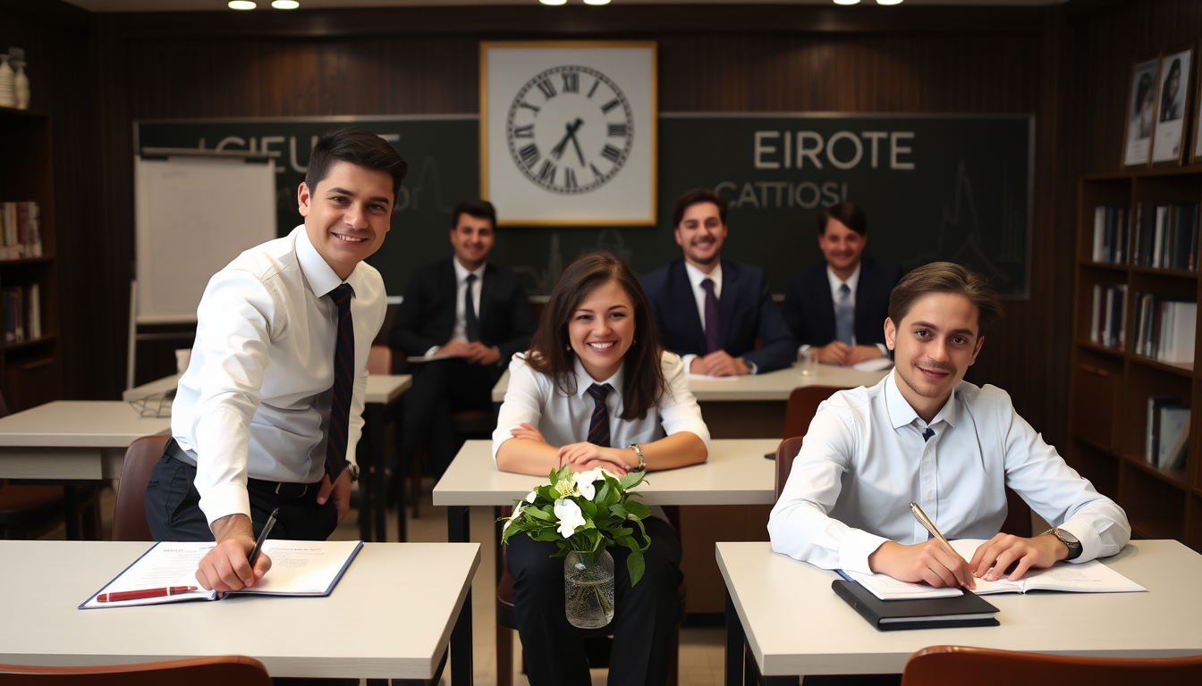 AI Art prompt example created from the prompt: clase de colegio privado elegante
