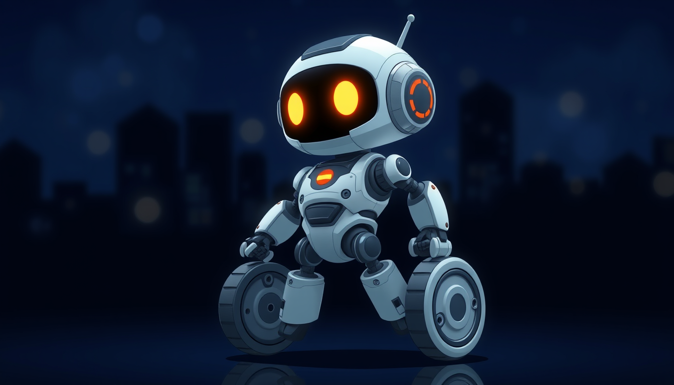 Anime Characters idea: an anime character with a legible silhouette, controlled costume language, and expressive face, deliberate composition, aan eilik looking robot with w