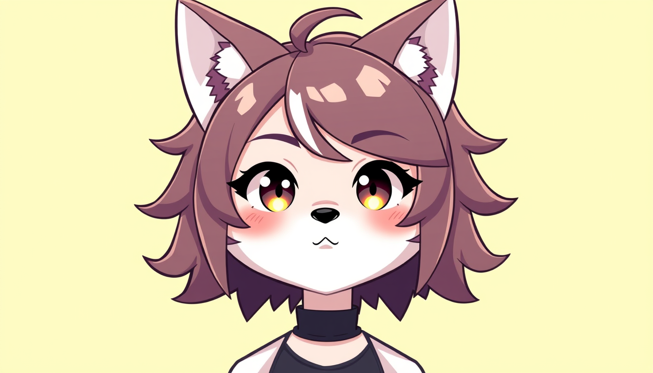 VTuber idea: vtuber avatar character, anime style, expressive face, streaming-ready design, emo fox , clean vtuber model illustration
