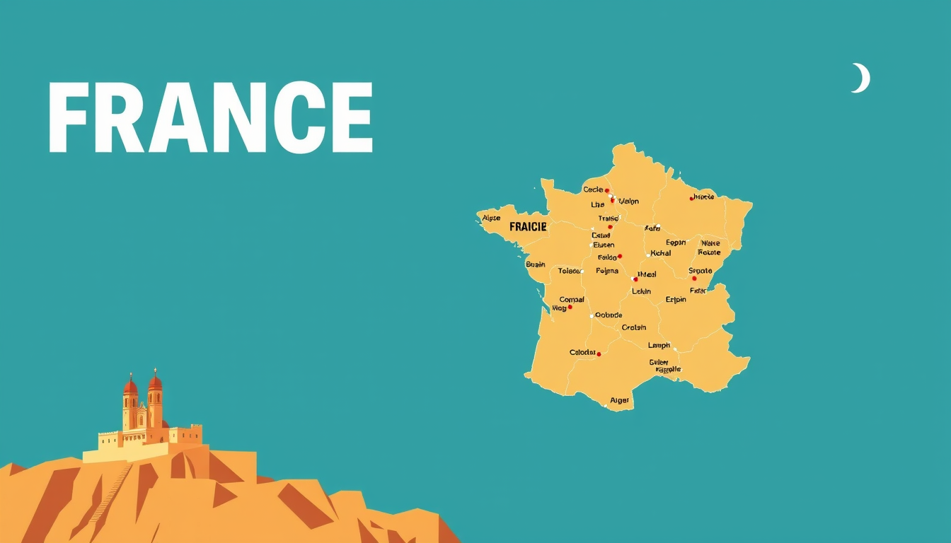 Poster idea created from the prompt: poster design, bold striking composition, strong focal point, space for headline, Je voudrais une carte France qui est séparé un côté ou je 