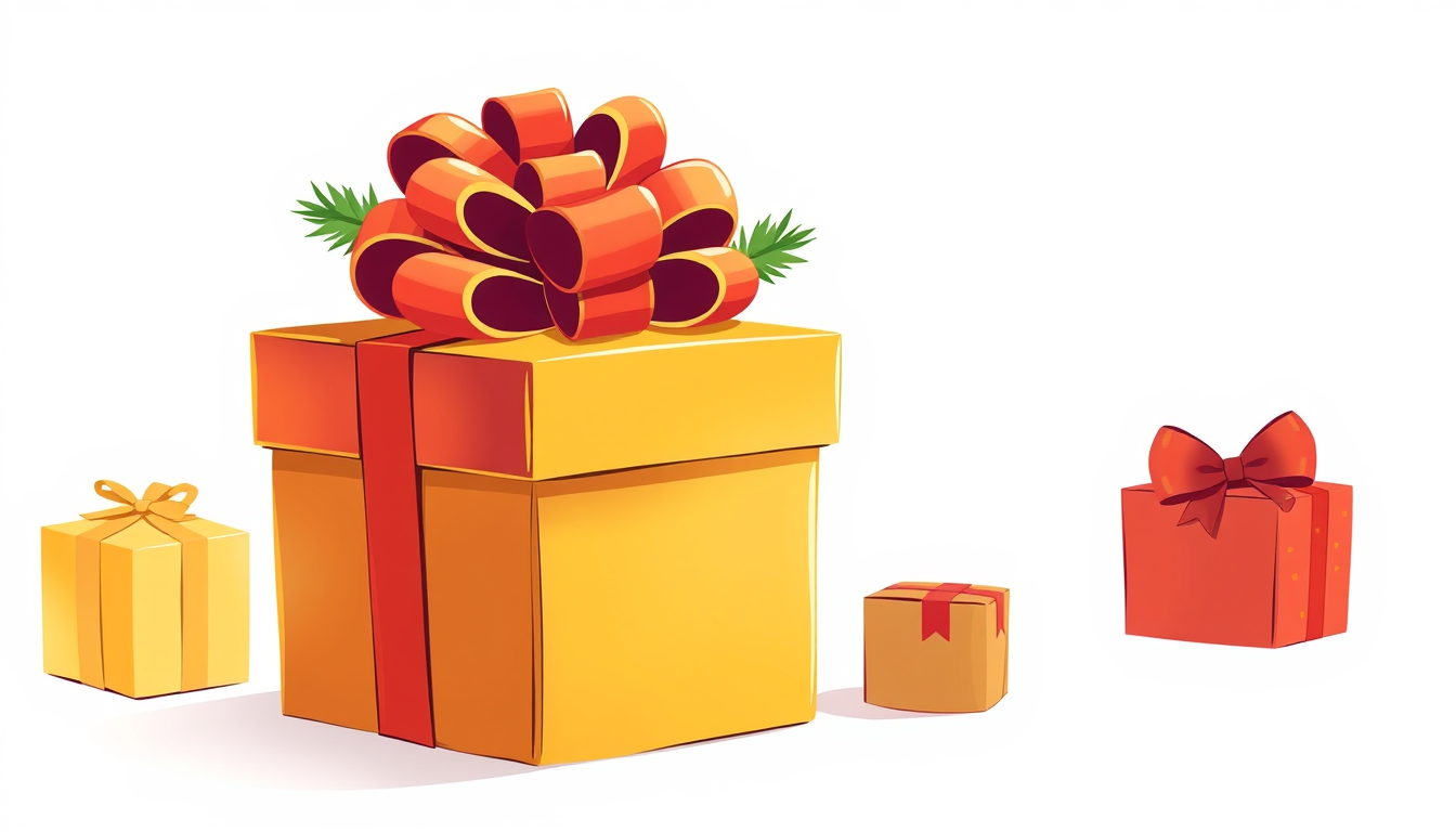 Main art studio: gift in colour cartoon white background no christmas, no shadow, the box alone